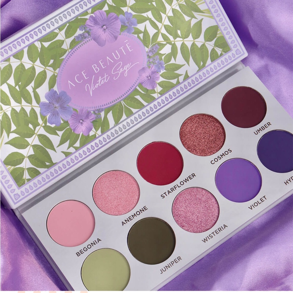 Ace Beaute Violet Sage Eyeshadow Pink Purple Green Palette NIB Limited Edition